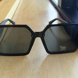 Bob Mackie Black Oversized Rectangular Sunglasses